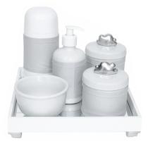 Kit Higiene Espelho Completo Porcelanas, Garrafa Pequena e Capa Nuvem Prata Quarto Bebê Unissex Kit Higiene Espelho Completo Porcelanas, Garrafa Pequena e Capa Nuvem Prata Quarto Bebê Unissex