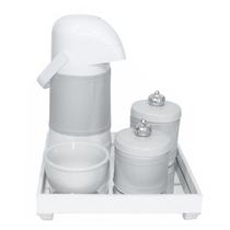 Kit Higiene Espelho Pote Garrafa Molhadeira Capa Coroa Prata