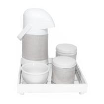 Kit Higiene Espelho Potes, Garrafa, Molhadeira e Capa Branco Quarto Bebê Unissex Kit Higiene Espelho Potes, Garrafa, Molhadeira e Capa Branco Quarto Bebê Unissex