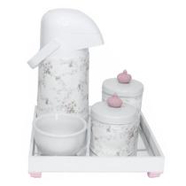 Kit Higiene Espelho Potes, Garrafa, Molhadeira e Capa Coroa Rosa Quarto Bebê Menina Kit Higiene Espelho Potes, Garrafa, Molhadeira e Capa Coroa Rosa Quarto Bebê Menina