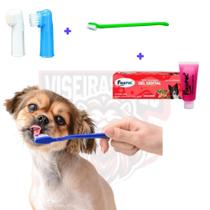 Kit Higiene Gel Dental Para Cães E Gatos Com gel dental PET + 1 escovas + 2 escovas de dedo