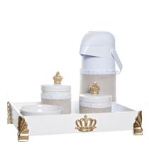 Kit Higiene Gold Com 5 Peças E Capa Quarto Bebê Menina Menino Kit Higiene Gold Com 5 Peças E Capa Quarto Bebê Menina Menino