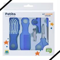 Kit Higiene Infantil 6 Peças Manicure Pente e Escova Petita - Azul Rosa
