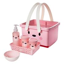 Kit Higiene Infantil 6 Peças Menina Menino Dispenser Porta Algodão Frauda Bebê Kit Higiene Infantil 6 Peças Menina Menino Dispenser Porta Algodão Frauda Bebê