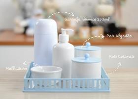 Kit Higiene Infantil Bebê Cuidados Maternidade Potes Porcelana Azul Porta Algodão Cotonete Kit Higiene Infantil Bebê Cuidados Maternidade Potes Porcelana Azul Porta Algodão Cotonete