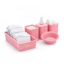 Kit Higiene Infantil Classic Fosco 5 Pecas Rosa Plasutil 18743