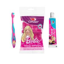 Kit Higiene Infantil Com Esponja Creme Dental e Escova da Barbie