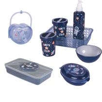 Kit higiene infantil com porta lenço cotonete algodão