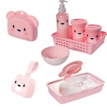 Kit higiene infantil com porta lenço cotonete algodão Kit higiene infantil com porta lenço cotonete algodão