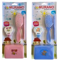 Kit Higiene Infantil com Saboneteira Escova, Pente e Prendedor Murano