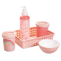 Kit Higiene Infantil Completo Baby Arco-Íris Rosa 5 Peças Cuidado Bebê Essencial Kit Higiene Infantil Completo Baby Arco-Íris Rosa 5 Peças Cuidado Bebê Essencial