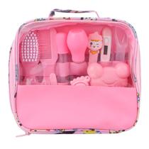 Kit Higiene Infantil Rosa Bolsa Cortador Unhas Tesoura