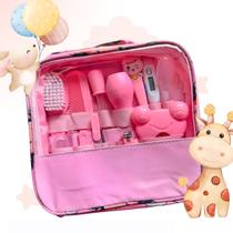 Kit Higiene Infantil Rosa Bolsa Tesoura Cortador Unhas