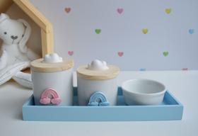Kit Higiene K077 Bandeja Colorida Arco Íris Banho Bebê Quarto Porcelana