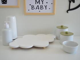 Kit Higiene K083 Porcelanas Bebê Moderno Bandeja Nuvem Branca Térmica 250 ml - Ciranda arte - criativa