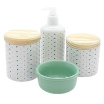 Kit higiene Lavabo Poá Colorido 4 pçs Molh. VD Tampa Pinus Kit higiene Lavabo Poá Colorido 4 pçs Molh. VD Tampa Pinus