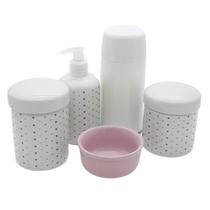 Kit higiene Lavabo Poá Colorido 5 pçs Molh. RSTudo Porcelana Kit higiene Lavabo Poá Colorido 5 pçs Molh. RSTudo Porcelana