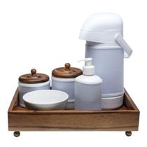 Kit Higiene Madeira Clássico Azul Quarto Bebê Infantil Menino