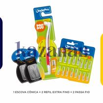 Kit Higiene Oral JadePro 1 Escova Conica 2 Refil 2 Passa Fio Cuidado Total para o Seu Sorriso Kit Higiene Oral JadePro 1 Escova Conica 2 Refil 2 Passa Fio Cuidado Total para o Seu Sorriso