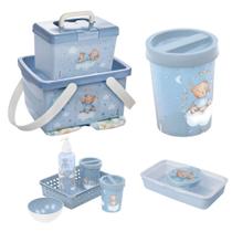 Kit Higiene Organizador Fraldas Bebê 5 Pçs Plasútil Lixeira