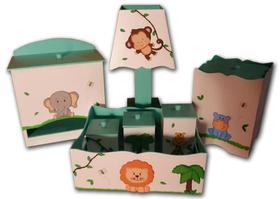Kit Higiene para bebê em MDF Safári Kit Higiene para bebê em MDF Safári