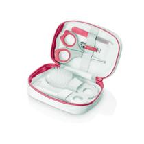Kit Higiene Para Bebê Escova Pente Tesoura Lixa Cortador Estojo Rosa