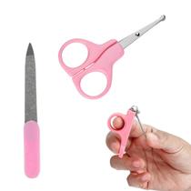 Kit Higiene para Bebês Rosa Cuidados com Tesoura e Alicate