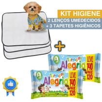 Kit Higiene Pet com 2 Lenços Umedecidos Turma da Alegria + 3 Tapetes Higiênicos Absorventes Médios Kit Higiene Pet com 2 Lenços Umedecidos Turma da Alegria + 3 Tapetes Higiênicos Absorventes Médios