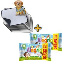 Kit Higiene Pet com 2 Lenços Umedecidos Turma da Alegria + 9 Tapetes Higiênicos Absorventes Médios Kit Higiene Pet com 2 Lenços Umedecidos Turma da Alegria + 9 Tapetes Higiênicos Absorventes Médios