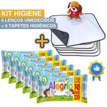 Kit Higiene Pet com 6 Tapetes Higiênicos Absorventes Médios + 6 Lenços Umedecidos Turma da Alegria