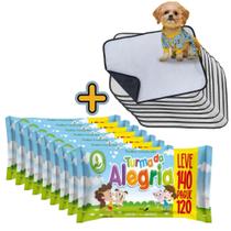 Kit Higiene Pet com 9 Lenços Umedecidos Turma da Alegria + 9 Tapetes Higiênicos Absorventes Médios Kit Higiene Pet com 9 Lenços Umedecidos Turma da Alegria + 9 Tapetes Higiênicos Absorventes Médios