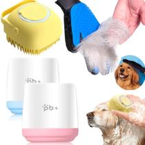 Kit Higiene Pet Copo Giratório Limpa Patas Com Luva Tira Pelos E Esponja Dispenser de Silicone