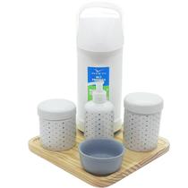 Kit higiene Poá 6 pçs - Molh. Cinza Garrafa 500ml Porcelana Kit higiene Poá 6 pçs - Molh. Cinza Garrafa 500ml Porcelana