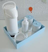 Kit Higiene Porcelana Bebê Azul Moderno Banho Térmica Quarto K064