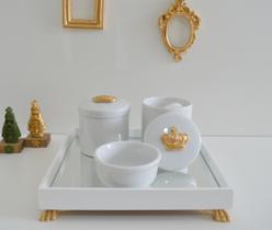 Kit Higiene Porcelana Bebê Bandeja Maternidade K049 Coroa