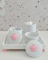 Kit Higiene Porcelana Bebê Bandeja Maternidade K049 Coroa