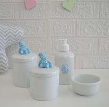 Kit Higiene Porcelana Bebê Bandeja Menino Quarto K016 Urso - Ciranda Arte Criativa