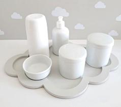 Kit Higiene Porcelana Bebê Bandeja Nuvem Térmica K067
