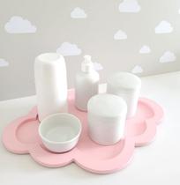 Kit Higiene Porcelana Bebê Bandeja Nuvem Térmica K067 - Ciranda Arte Criativa