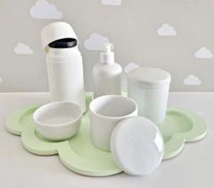 Kit Higiene Porcelana Bebê Bandeja Nuvem Térmica K067