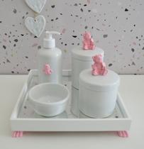 Kit Higiene Porcelana Bebê Banho Cuidado Quarto K014 Ursa