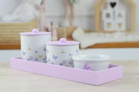Kit Higiene Porcelana Bebê Borboletas Jardim K210 Quarto Bancada