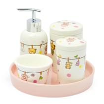 Kit Higiene Porcelana Bebe Infantil Varal Roupinhas