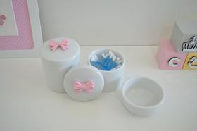 Kit Higiene Porcelana Bebê K015 Rosa Bandeja Coroa Nuvem Ovelha Passarinho Flor Molhadeira Menina - Ciranda Arte Criativa