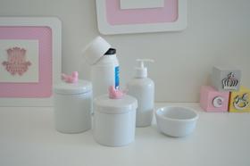 Kit Higiene Porcelana Bebê K084 Menina Rosa Bolsa Maternidade Mini Térmica 250 ml Banho