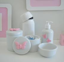 Kit Higiene Porcelana Bebê K084 Menina Rosa Bolsa Maternidade Mini Térmica 250 ml Banho