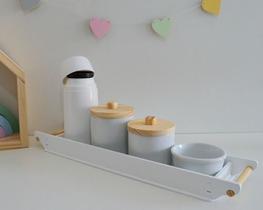 Kit Higiene Porcelana Bebê K160 Bandeja Espelho Pinus Rosa