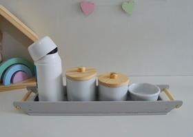 Kit Higiene Porcelana Bebê K160 Bandeja Espelho Pinus Rosa Kit Higiene Porcelana Bebê K160 Bandeja Espelho Pinus Rosa