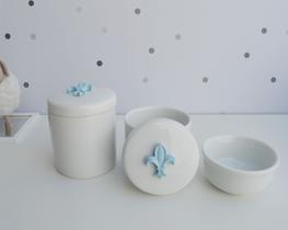 Kit Higiene Porcelana Bebê Moderno Banho K015 Flor de Liz - Ciranda Arte Criativa
