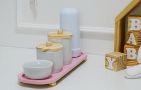Kit Higiene Porcelana Bebê Moderno K140 Bandeja Térmica Banho Kit Higiene Porcelana Bebê Moderno K140 Bandeja Térmica Banho